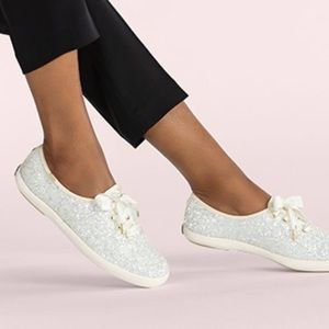 EUC Keds Kate Spade Sparkle Silver shoes